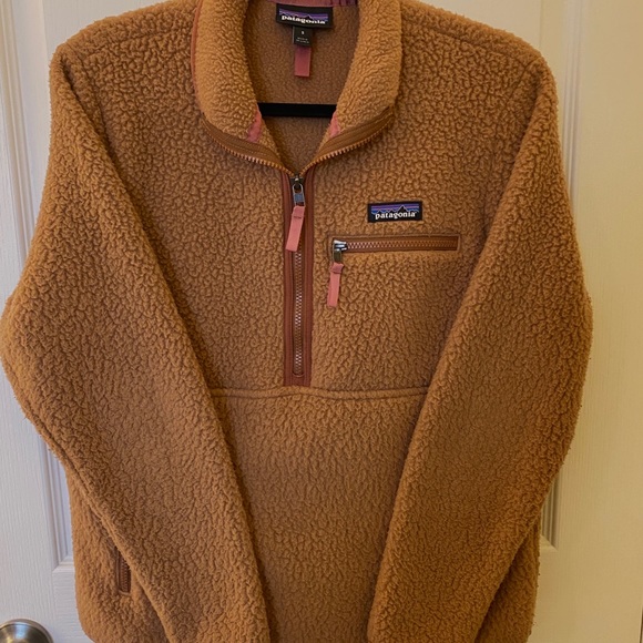 patagonia women's retro pile fleece hoody beech brown